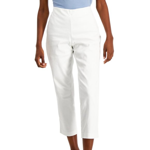Charter Club Women's Chelsea Twill Tummy Control Cropped Pants White Size 12